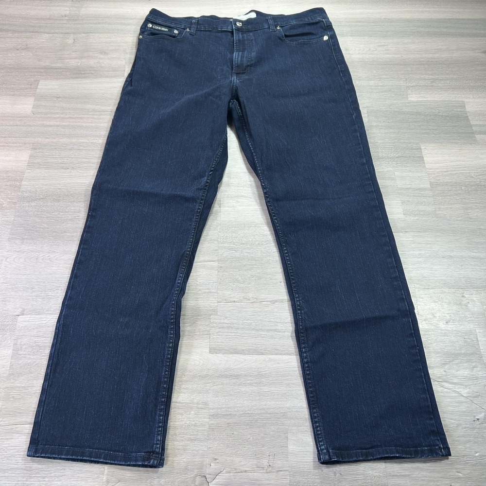 Calvin Klein Jeans Mens 38x32 Blue Straight Stretch Denim Dark Wash 40QQ708